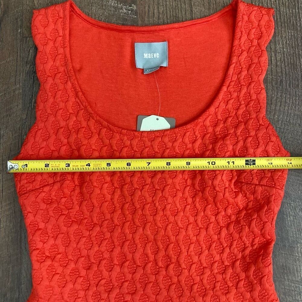 Anthropologie Maeve Coral Scalloped Sleeveless Dress Lace Back Fit and Flare XS - Picture 5 of 8